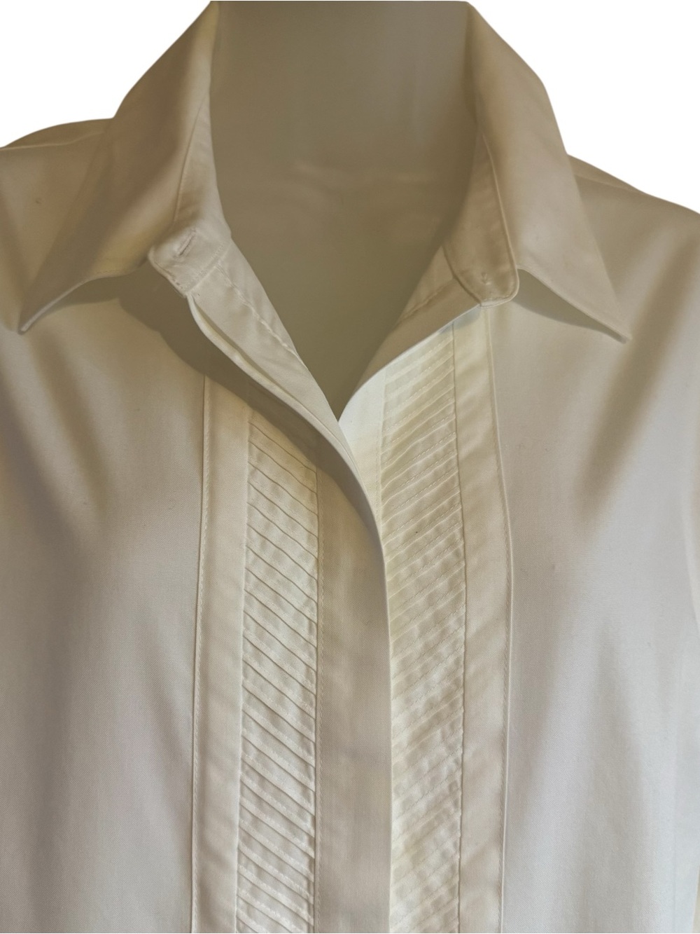 Chico's Crisp White Hidden Button Front Cotton Shirt LARGE #V - Picture 2 of 8